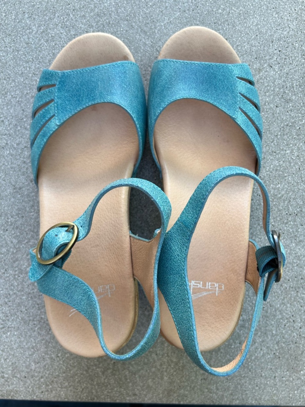 Dansko Sky Blue/ Turquoise Leather Slingback Clog Sandals - Like New!
